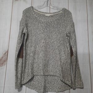 Ladies Medium Elbow Patch Sweater‎ Textured Knit Hi Low Crew Neck Comfy Pullover